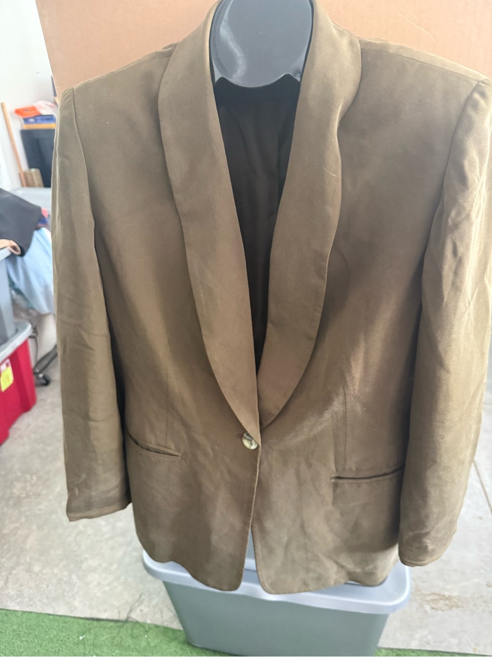 Olive Green Shawl Collar Blazer 94